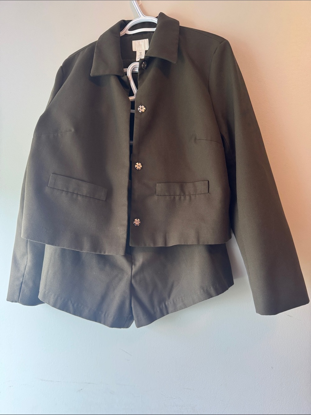 H&M Olive Green Cropped Blazer Jacket